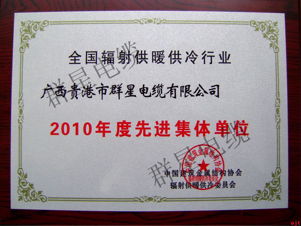 2010全國輻射供暖行業(yè)先進(jìn)集體單位